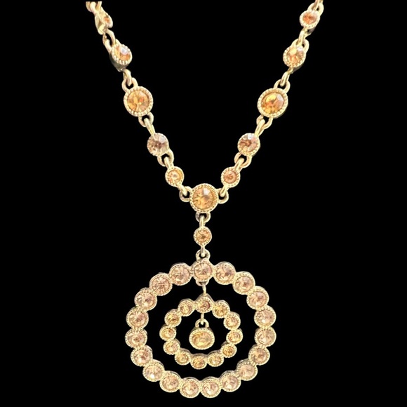 Cache Gold Colored Stone Medallion Necklace. - Picture 3 of 9